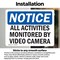 Signmission All Activities Monitored By Video Camera, 5 in W x Rectangle, Vinyl Decal OS-2PACK-NS-D-35-L-15210 - alternate 3